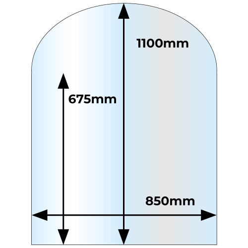 Semi-Circle Glass Hearth - 12mm x 1100mm x 850mm 